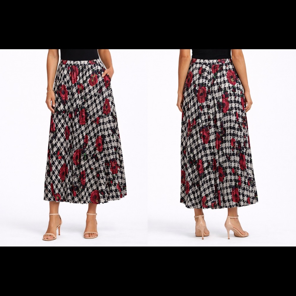 Zara Pleated print Midi skirt